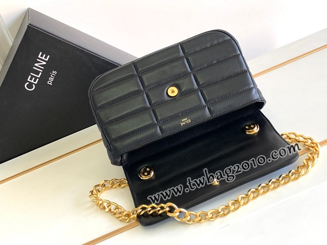 Celine專櫃2023新品絎縫鏈條羊皮斜挎包 賽琳MATELASSé MONOCHROME絎縫羊皮革鏈條肩背包 sldj2368